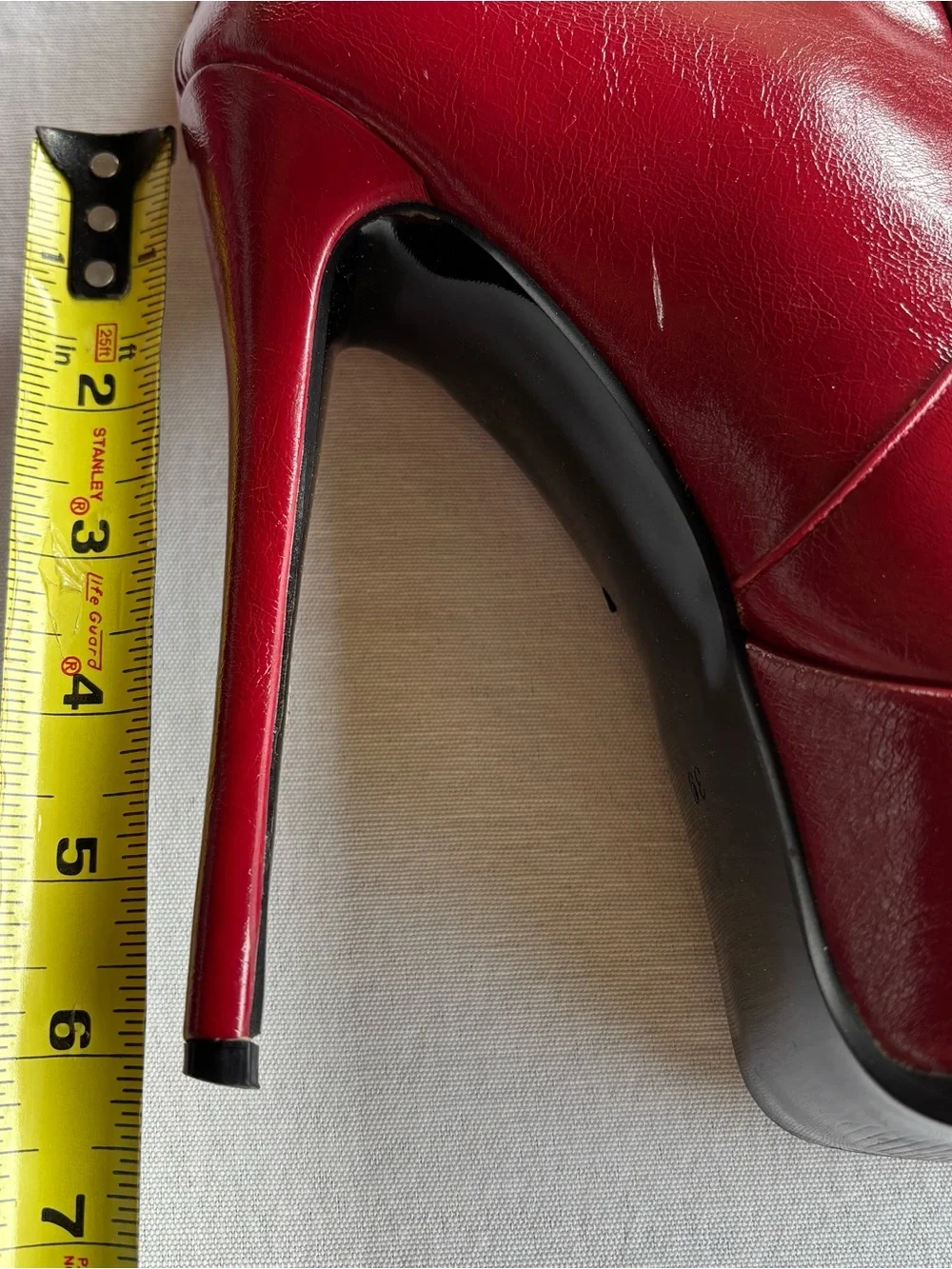 Women's Over-the-Knee Platform Stiletto Boots - Red